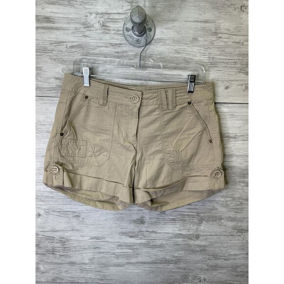 Aldo Trevi Shorts Womens 9 Khaki Beige Button Tab Utility Casual Pockets - Picture 1 of 10